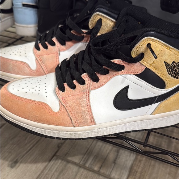 Air Jordan High-Top Sneakers - White Pink and Gold